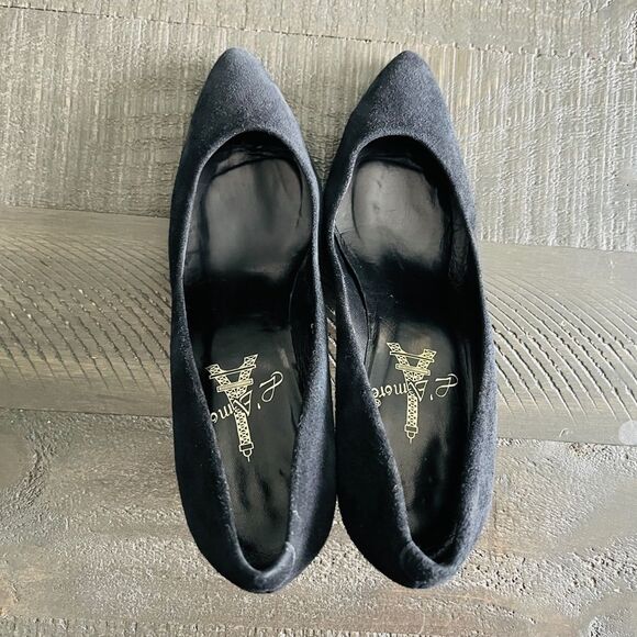 L’Amore Black Suede Pointed Toe Pumps Parisian Chic Women’s Size 8.5 - Picture 2 of 7